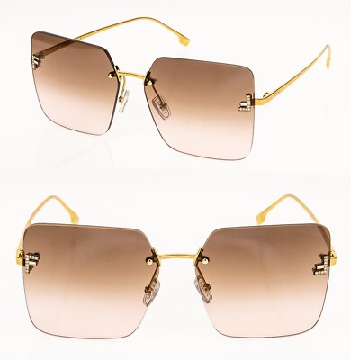 FENDI FIRST 4082 Gold Brown Pink Oversized Crystal Fashion