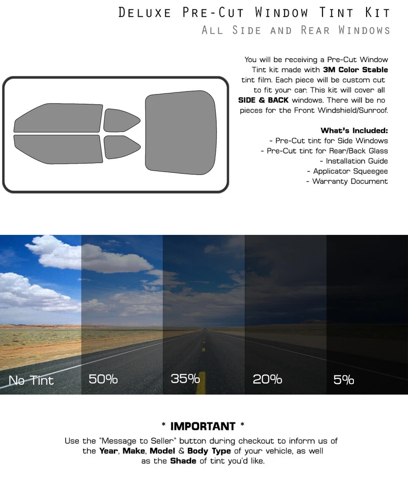 3M ЦВЕТНАЯ СТАБИЛЬНАЯ предварительно нарезанная оконная тонированная стеклянная пленка для Scion tC 2011-2016 - Изображение 3 из 4