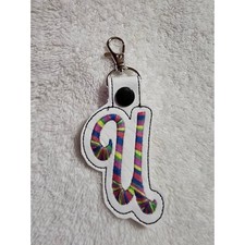 Initial U Keychain Colorful Striped Letter U Bag Charm Keyring Accessory