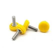 8-32 Thumb Screws with Round Yellow Knurled 1/2" Wide Knob Grip 304 Stainless #8