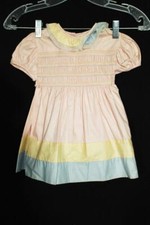RARE 1930'S-1940'S GIRL'S DEADSTOCK COTTON PINK DRESS SIZE 12-18 M ORIGINAL TAG
