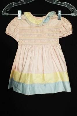 Rare 1930'S -1940'S FILLE Deadstock Coton Rose Robe Taille 12-18 M Original Tag - Photo 1/3