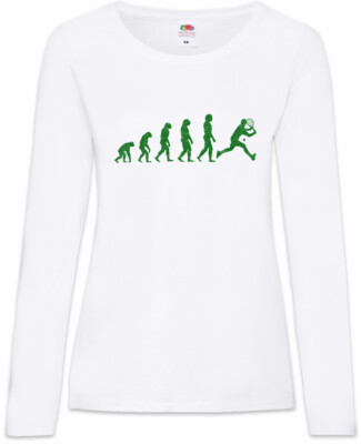 Tennis Evolution Damen Langarm T-Shirt Human Fun Player Coach Tennisspieler