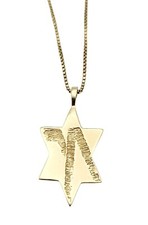 Necklace Six Point Elongated Star of David Box Chain 14K Yellow Gold 14.5