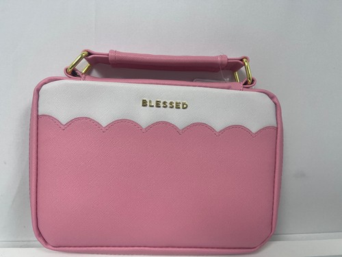 Cubierta bíblica de moda de cuero sintético festoneado rosa bendito - Imagen 2 de 3