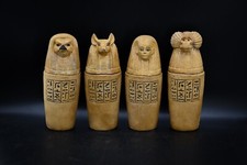 Unique Egyptian art Set of 4 canopic jars (sons of Horus) stone made in egypt