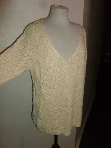 ASTR THE LABEL Shredded Back Baggy Sweater Pullover Ivory M Medium - Picture 4 of 11