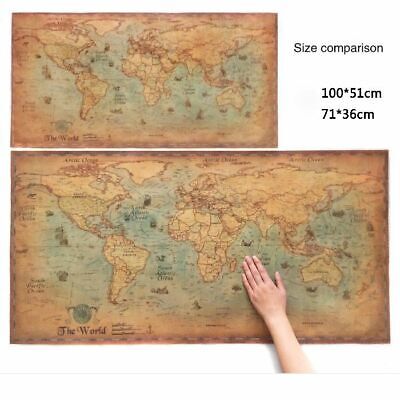 Vintage World Map Retro Old Paper Nautical Chart Ocean Sea Painting Wall Posters