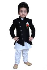 Boys Festive  Party Kurta, Waistcoat and Pyjama Set Multicolor Pack of 1 