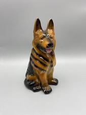 Vintage German Shepherd Black Brown Dog Figurine 6" Glossy Ceramic FREE SHIPPING