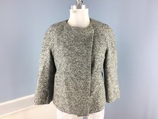 Banana Republic M Gray tweed Moto Blazer Jacket Wool Blend Career swing Classic