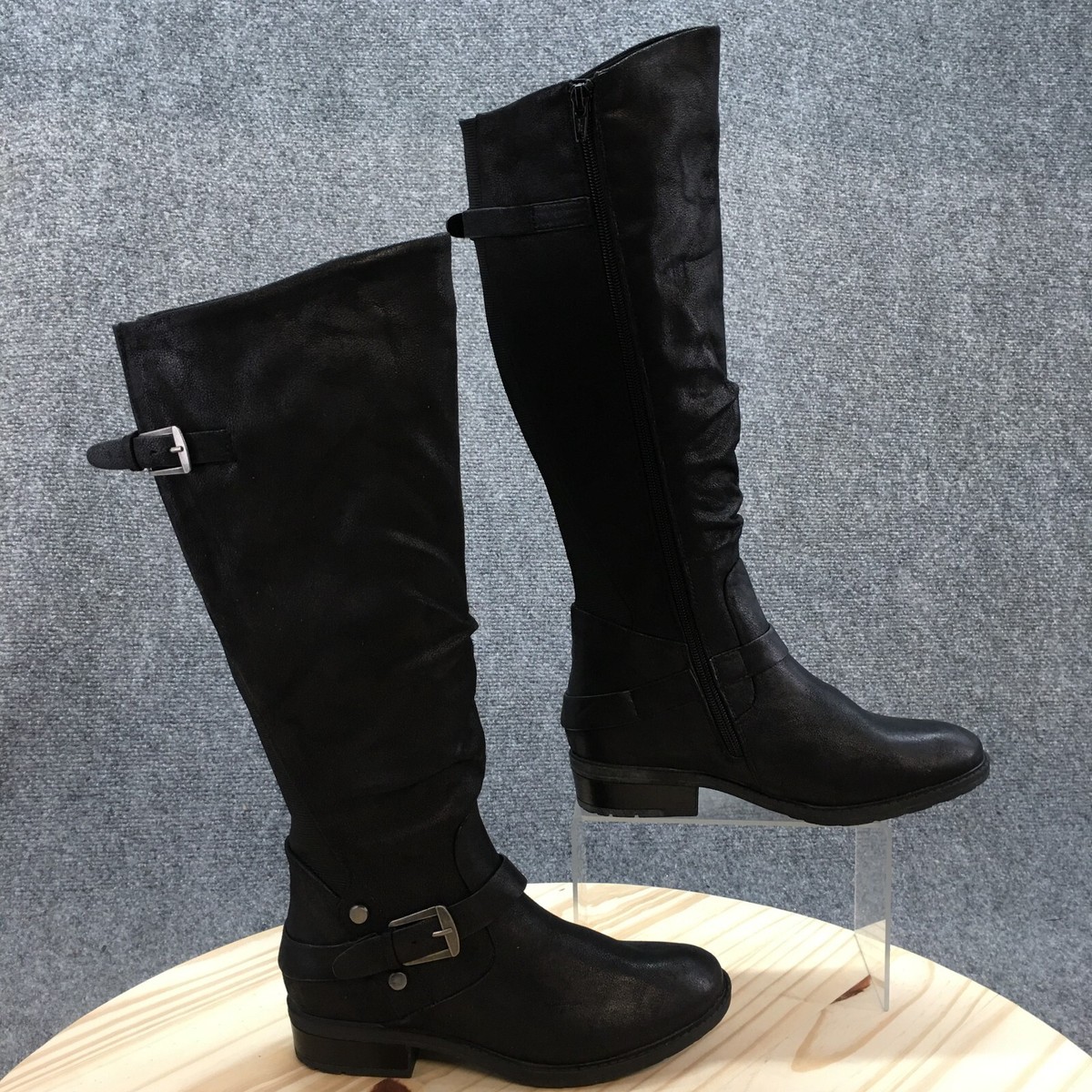 BareTraps Boots Womens 6M Yanessa Tall Riding Black Faux Leather