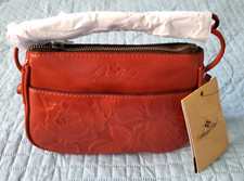 Patricia Nash Rose Tooled Vintage Leather Bacoli Crossbody Bag NWT - Koi Orange