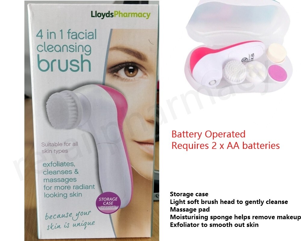 Facial Cleansing Face Brush NEW 4 interchangeable Heads Lloyds Pharmacy
