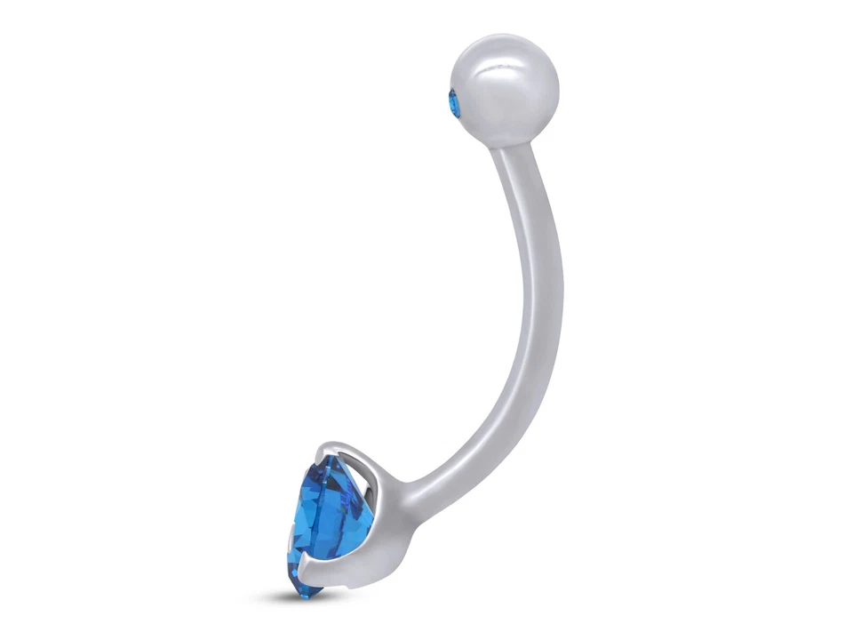 Piercing corporal anillo ombligo ombligo piedra de nacimiento simulada enchapado en oro blanco de 14 k Foto 2 de 4