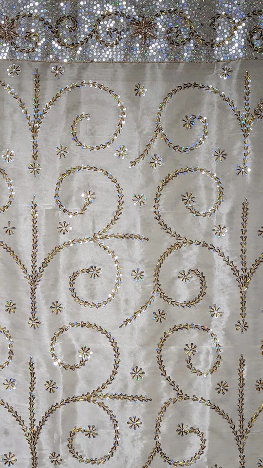 Panel de cortina de cuentas transparentes marfil bordado a mano tratamientos de ventana indios 92" Foto 4 de 4