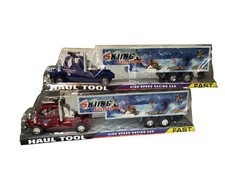 2 CAMION ROSSO E BLU GIOCATTOLI AUTOARTICOLATO TIR GIOCHI IN PLASTICA CM 55