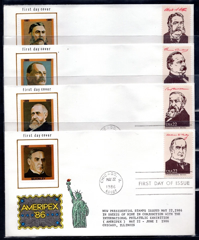 US 1986 SCOTT #2216-2219 PRESIDENTS SET ON 36 FDC COIN 4 CACHETS - Image 4 of 4