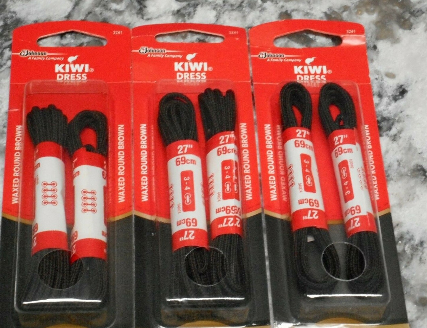 3 packs Kiwi Dress Waxed Round Brown Shoelaces Shoestrings 27" New