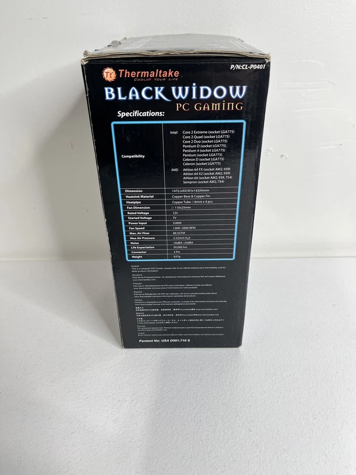 Thermaltake Vintage Full Copper PC cpu cooler: V 1 Black Widow Open Box 2008 - Image 4 of 4