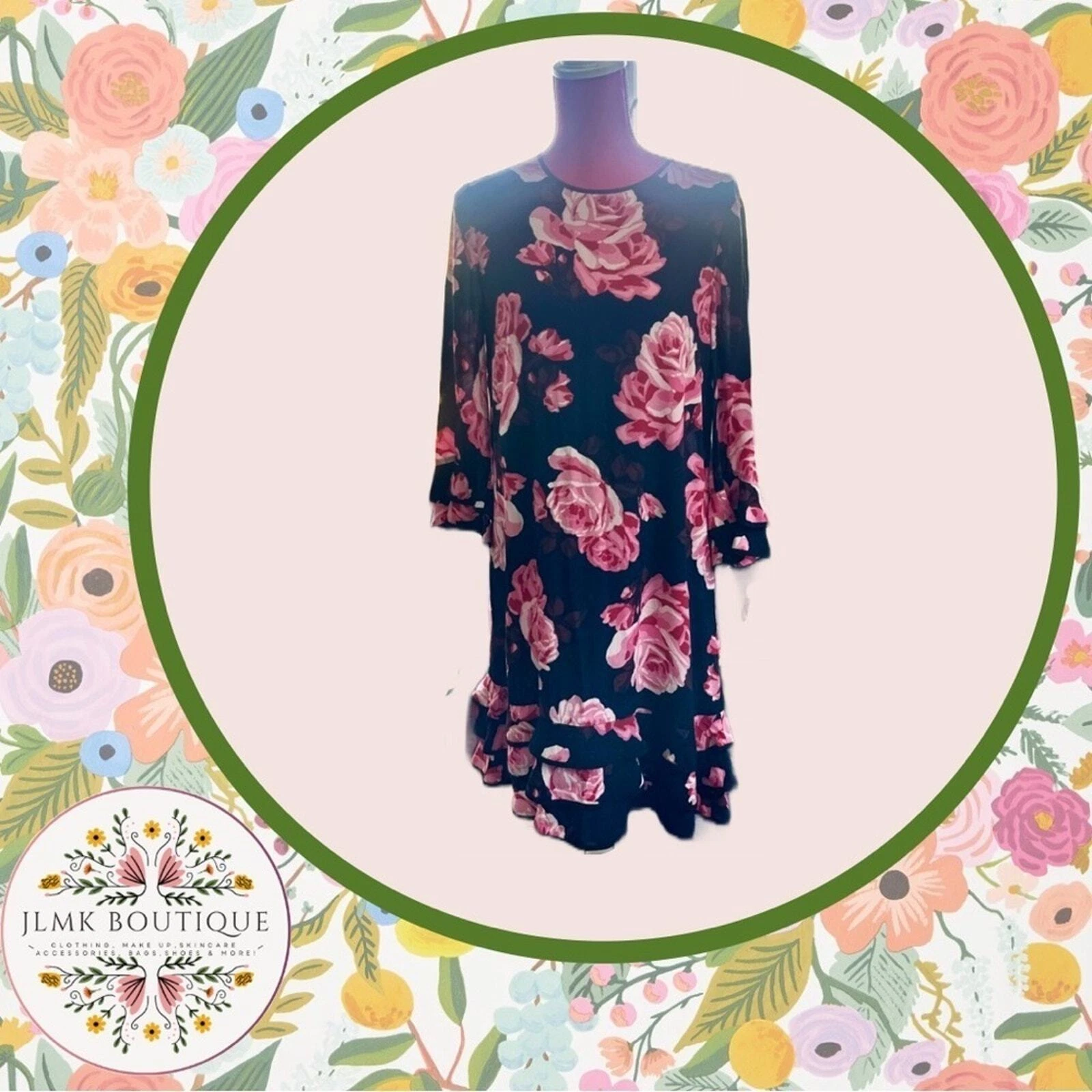 Abito Kate Spade rosa con volant e tubino in rose rambling nuovo senza etichette