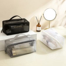 Cosmetic Pouch Organizer Case Mesh Travel Shower Storage Bag Portable Zipper .