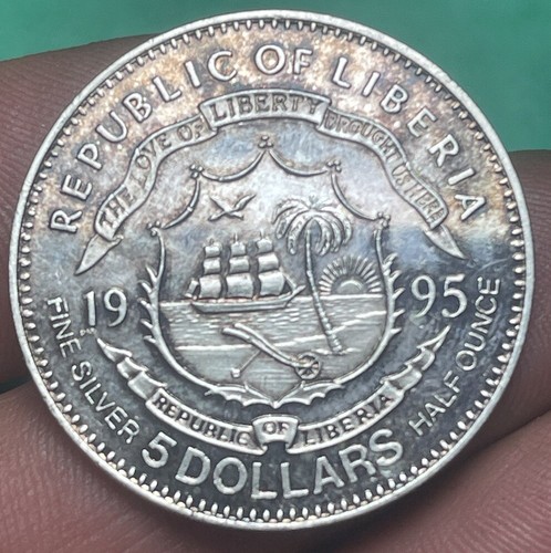 Silbermünze 5 Dollars Liberia 1995 Gedenkmünze Benz 1886 - Bild 2 von 2