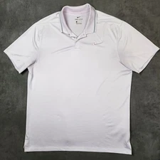 Nike Dri-FIT Golf Polo Shirt Mens Large Purple Striped Short Sleeve Performance