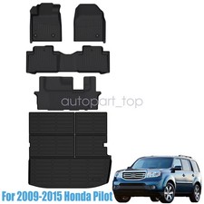 Floor Backrest Trunk Mats Liner For 2009-2015 Honda Pilot Tpe All Weather Blk Floor Backrest Trunk Mats Liner For 2009-2015 Honda Pilot Tpe All Weather Blk