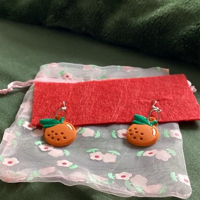 Ohrringe Hängeohrring/Drop Orange Motiv Kunststoff/Metall Haken Orange/Grün