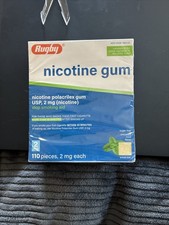 Rugby Nicotine Gum 2 mg Coated Mint Flavor Sugar-Free 100 Count New Exp. 01/2028