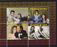 Timbres sur Elvis Presley - Feuillet de timbres du Tchad - TBE
