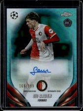 2023-24 Topps Chrome UEFA Leo Sauer Auto RC Aqua Rookie #/199 Feyenoord