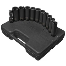 Sunex 11pc 1/2" SAE METRIC 6pt Impact Thin Wall Deep Sockets Set Tools MM 2611