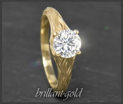 Diamant Ring im Antik Art Deco Design, 1,07ct Brillant Solitär, 585 Gelbgold - Bild 1 von 4