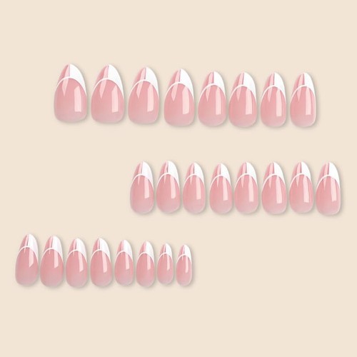 Press On Nails Medium Almond Nude Pink French Tip 24 Stück Nägel Press ons - Bild 4 von 6