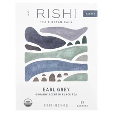 Rishi Tea Organic Black Tea Earl Grey 15 Tea Bags 1 75 oz 49 5 g Fair Trade,