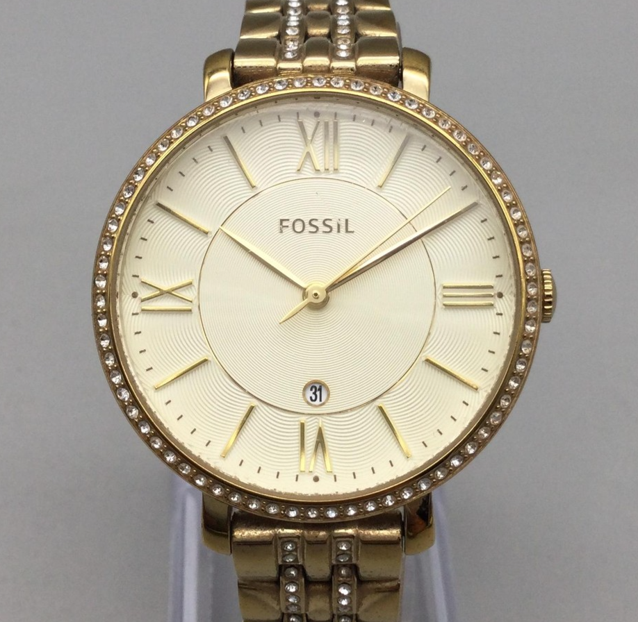 Fossil Women\'s Gold Watch with Crystal Bezel Fossil Ladies 30mm Watch Rose Gold Silver Dial Crystal Bezel  main image 2