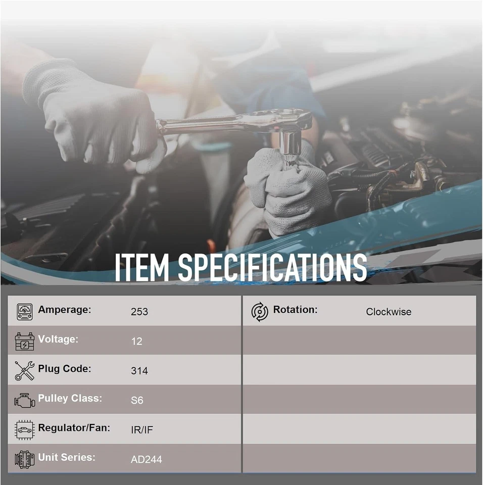 OEG Piezas Nuevo Alternador Alto Rendimiento 255 AMP Compatible con Chevy Chevrolet... Foto 3 de 4