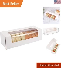 Cake Box Bakery Box with Window 24 Pack 12x4x3.5 Inch White Pastry Boxes