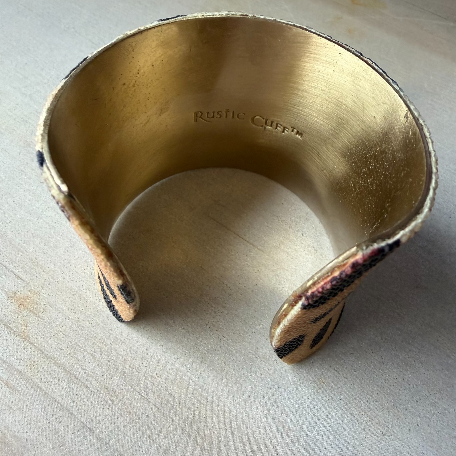 Rustic Cuff Leopard Print Bangle Cuff Bracelet Te… - image 5