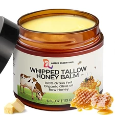 Organic Grass-Fed Beef Tallow and Honey Balm | All-Natural Moisturizer with Raw