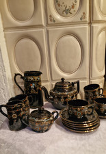 Vintage Englisches Kaffee/Tee Service  Steinzeug 4 Personen komplett 15 teilig