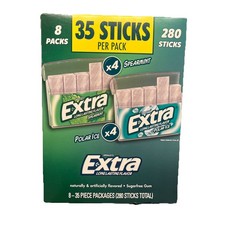 Extra Polar Ice Sugar Free Gum Variety Pack 35 Sticks 8 Packs 280 Total 1 Box