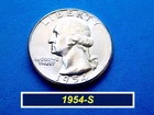 Choice "BU" ➪ 1954-S  Washington Quarter ➪ BRIGHT LUSTER ➪ 254S1