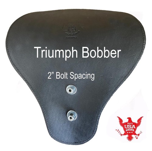2017-2025 Triumph Bobber 15x14" White Leather Solo Tractor Seat Easy Bolt on - Picture 4 of 5