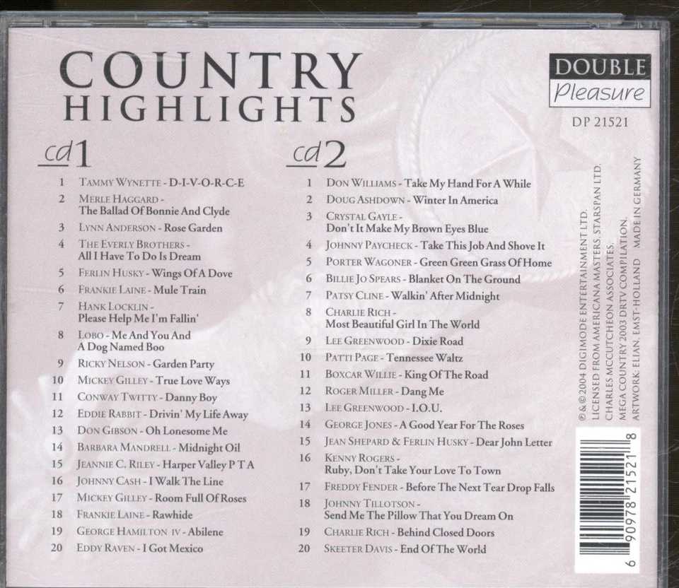 Country Highlights I Walk the Line double CD Germany Digimode 2004 in large - Bild 2 von 4