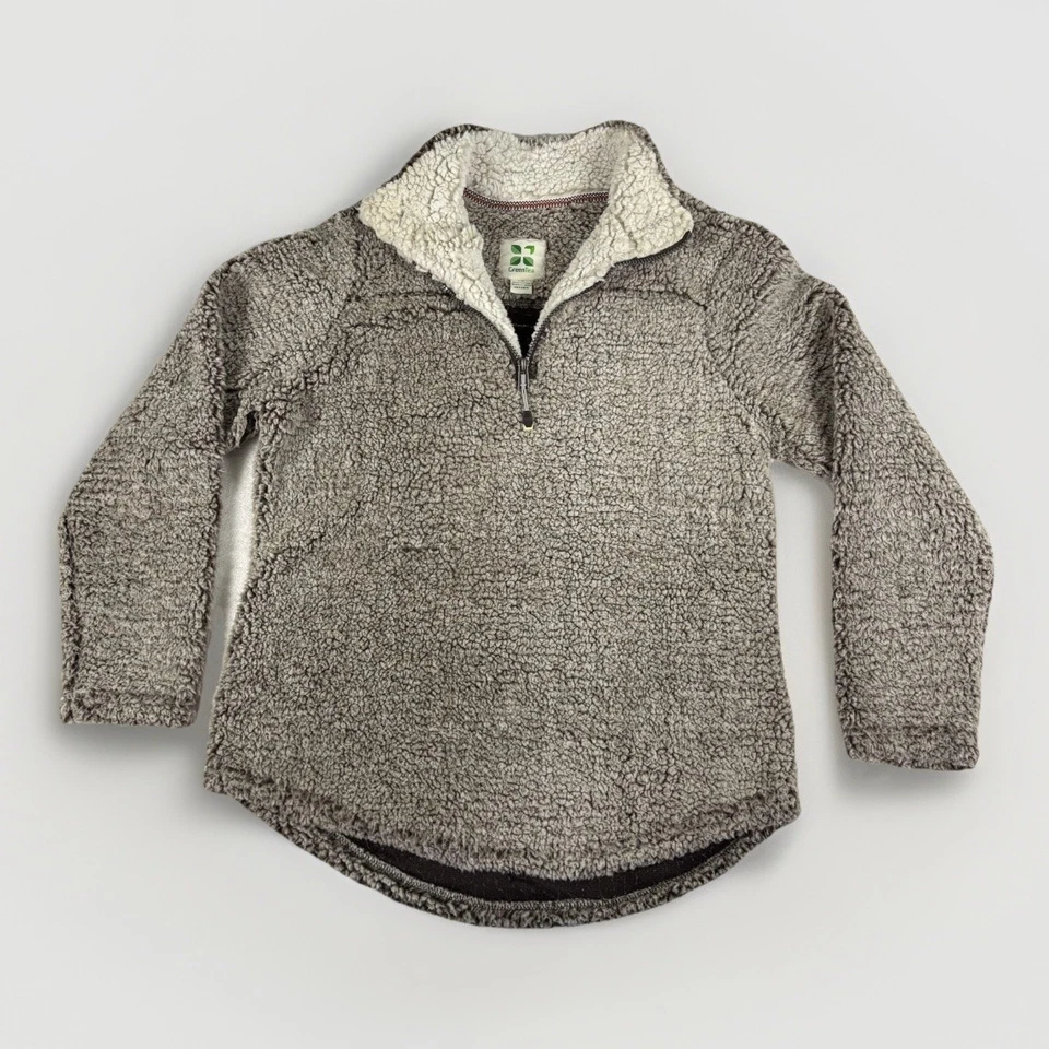 Зеленый чай шерпа плюшевый медведь флисовая куртка женщин большой серый насмешливый воротник 1/4 молнии - Изображение 3 из 4