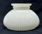 7" Fitter White Opal Milk Glass Ribbed Hurricane Student Lamp Shade Vintage