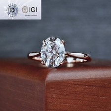 Certified IGI Lab Grown Diamond Oval Cut 2Ct 925 Sterling Silver Wedding Ring